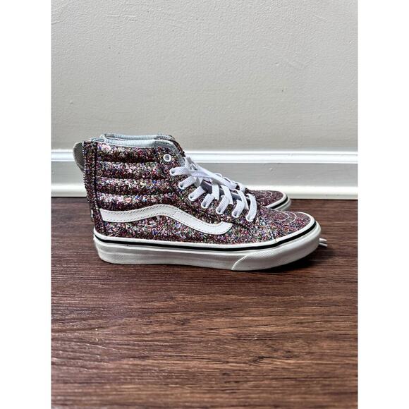 Vans Sk8 Hi Glitter Sparkle High Top Zipper Back Shoes Women - Picture 2 of 8